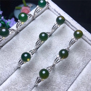 捡漏天然蓝珀戒指s925纯银镶嵌正品琥珀金珀戒指墨西哥净水蓝珀