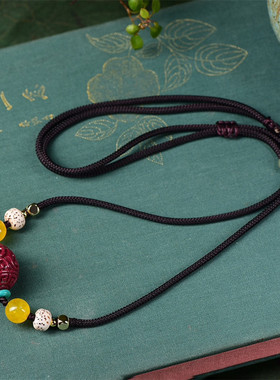 朱砂吊坠回纹珠锁骨链女