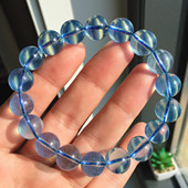 天然海蓝宝手链单圈蓝色水晶手串冰川蓝冰透海蓝宝石幸运石礼物