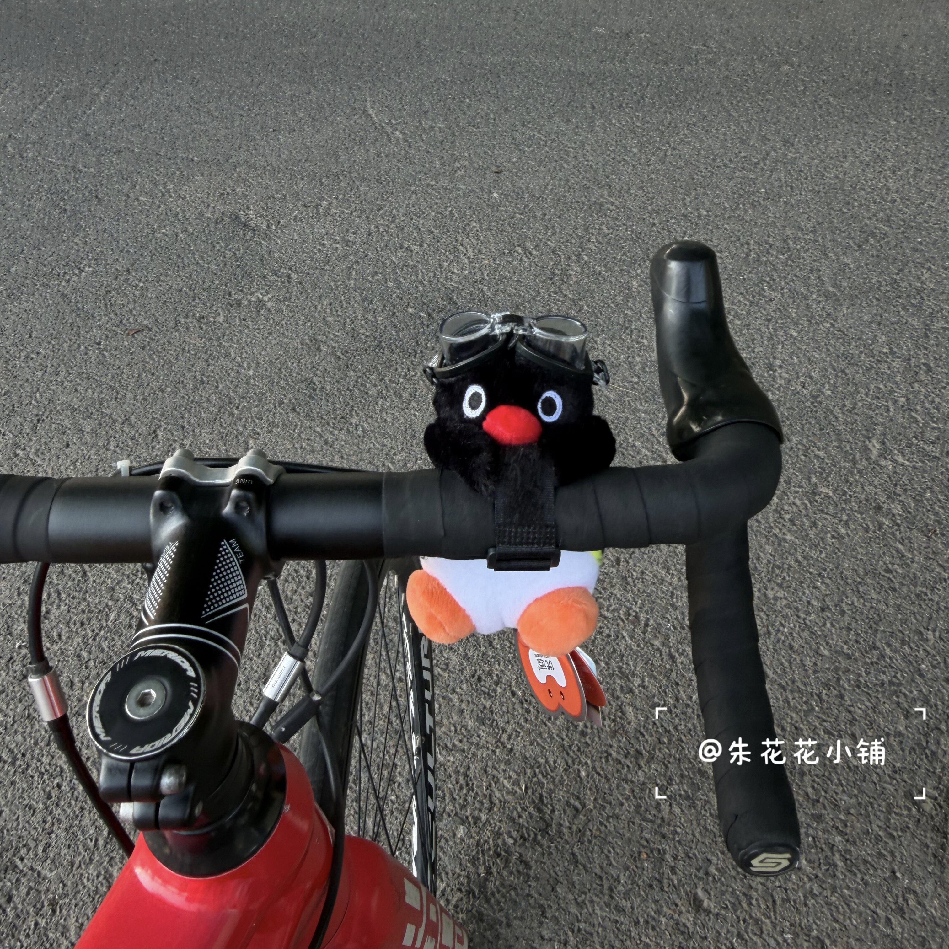 正版pingu企鹅自行车把配饰玩偶挂件山地公路车摆件骑行可爱配件