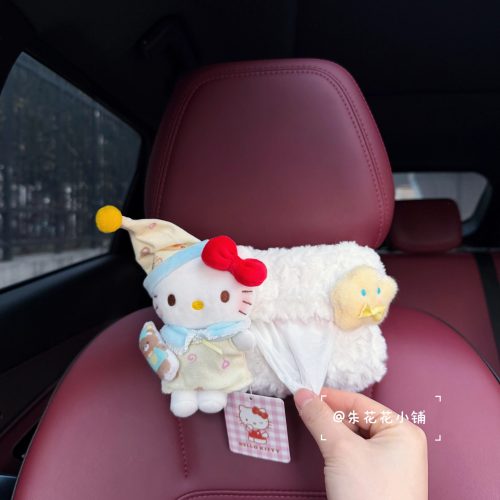 新款睡衣正版kitty纸巾盒车载挂式纸抽盒扶手箱抽纸盒汽车纸巾袋