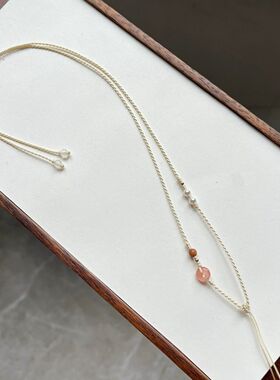 手工编织细项链绳精致玉佛平安扣金锁玉佩南红吊坠挂绳女锁骨链