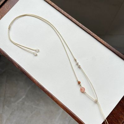 手工编织细项链绳精致玉佛平安扣金锁玉佩南红吊坠挂绳女锁骨链