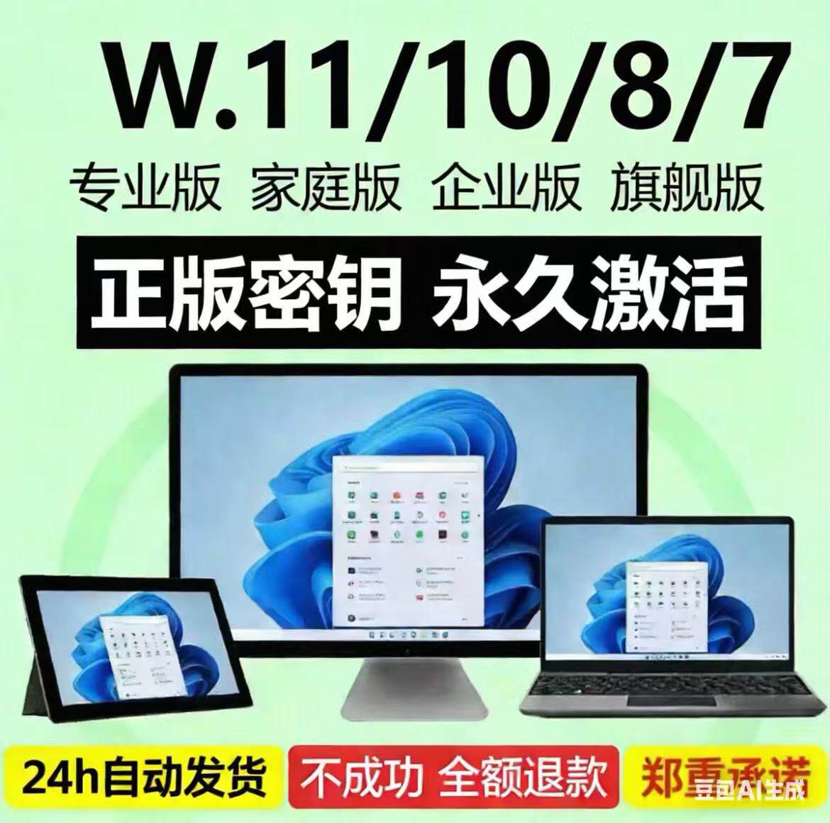 win10专业版激活码windows11永久密匙7旗舰企业秘钥w家庭升级密钥