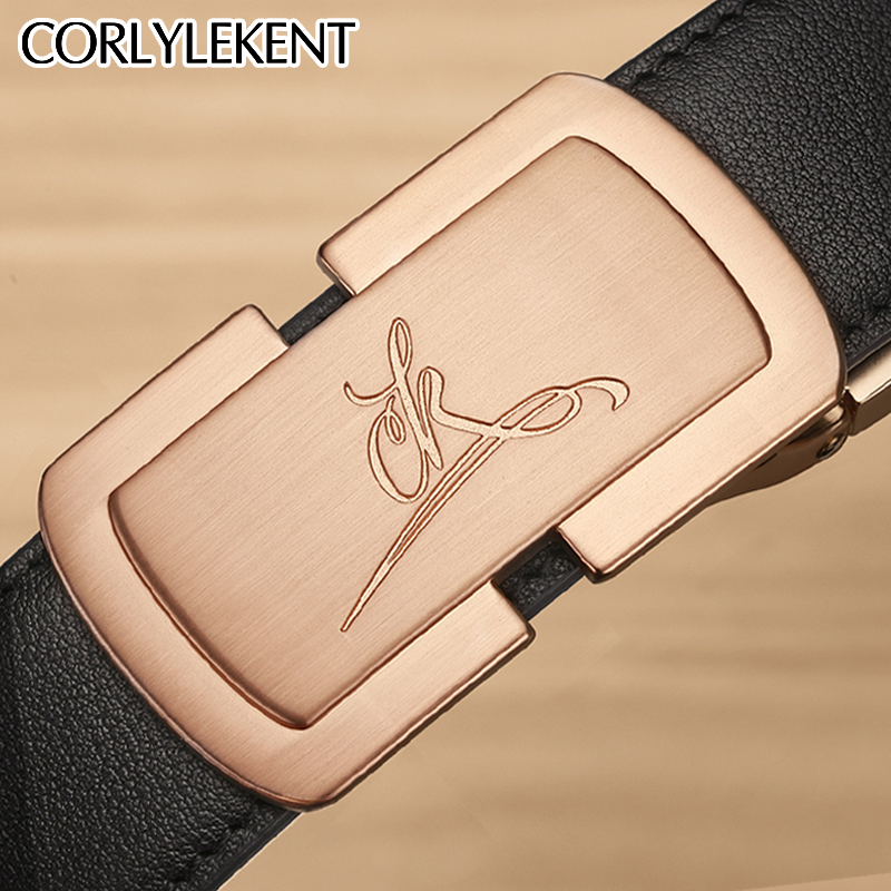 皮带男真皮腰带男款新款潮流年轻人平滑扣板扣头层牛皮裤带CO-107