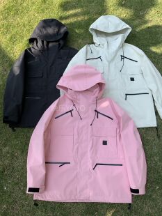 Boymissgirl春款收腰高端外套女连帽防风冲锋衣外套