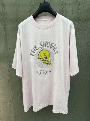 欧货bobo1972 夏季新品短袖宽松纯棉复古印花情侣T恤ins潮