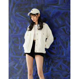 白色牛仔外套女春季新款复古韩版宽松百搭显瘦港味短款夹克潮