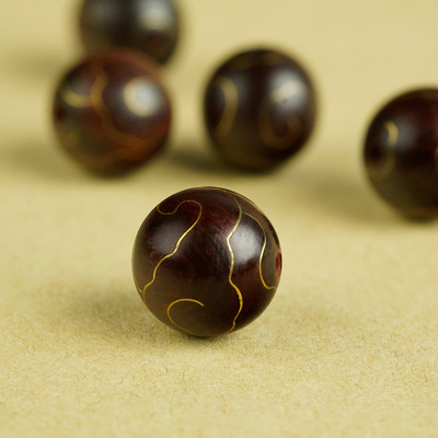 印度小叶紫檀木镶铜绕云散珠串珠隔珠镶嵌国风祥云配珠手饰品配件