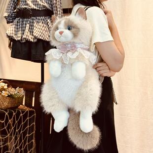 布偶猫咪毛绒玩具公仔玩偶双肩包送女生生日礼物 可爱仿真会叫