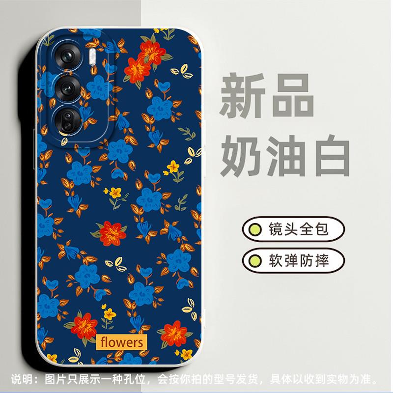 红蓝色花朵适合oppoA95 5G手机壳findx3小众a93高级感a73 5g软硅胶a11奢华findx5pro天玑版简约a1 5g卡通a32