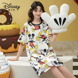 Disney/迪士尼春夏新款套头短袖带胸垫少女简约可爱服装睡裙0016