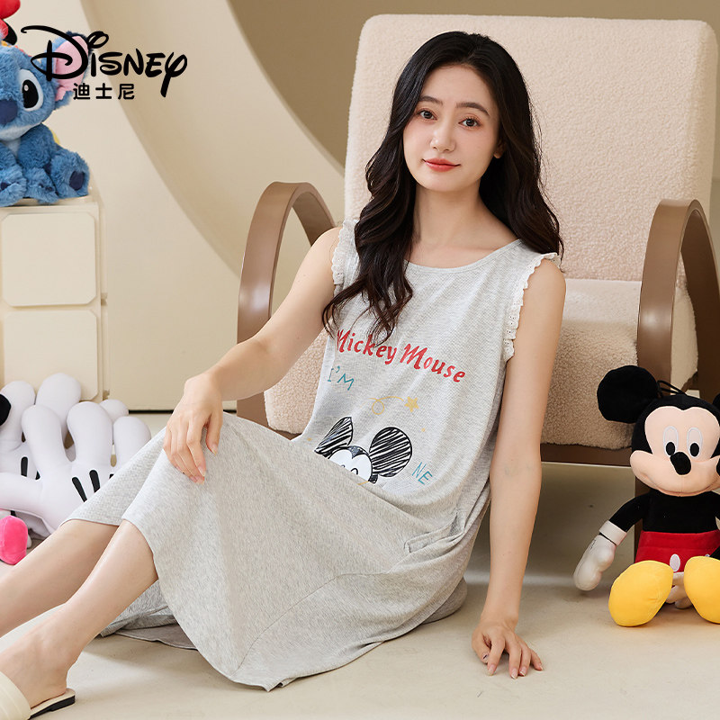 Disney/迪士尼夏季新款套头女睡裙胸垫舒适休闲可外出家居服0141