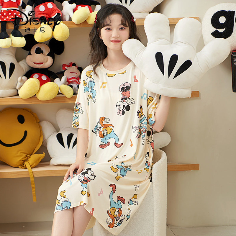 Disney/迪士尼套头睡裙女带胸垫凉感冰丝睡衣舒适休闲家居服0039