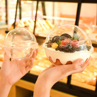 圣诞节水晶慕斯球椰子蛋水果捞蛋糕冰粉打包盒子透明波奇饭包装盒