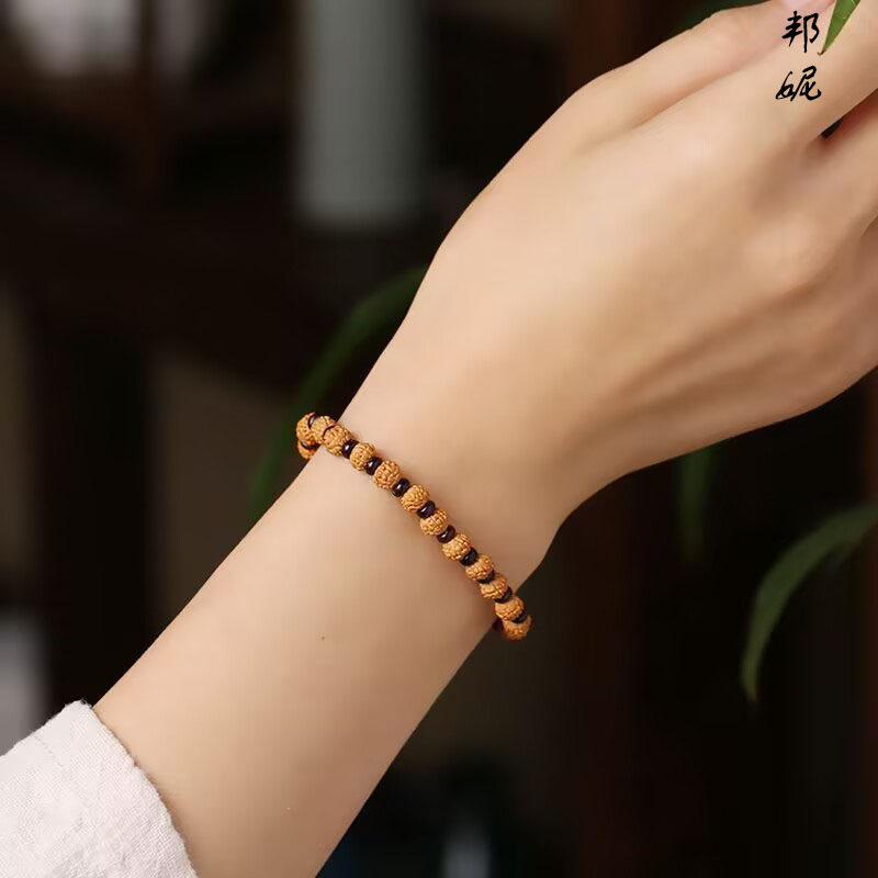 尼泊尔小金刚椰壳菩提手串女生文艺小众女菩提子木质盘玩男士精品