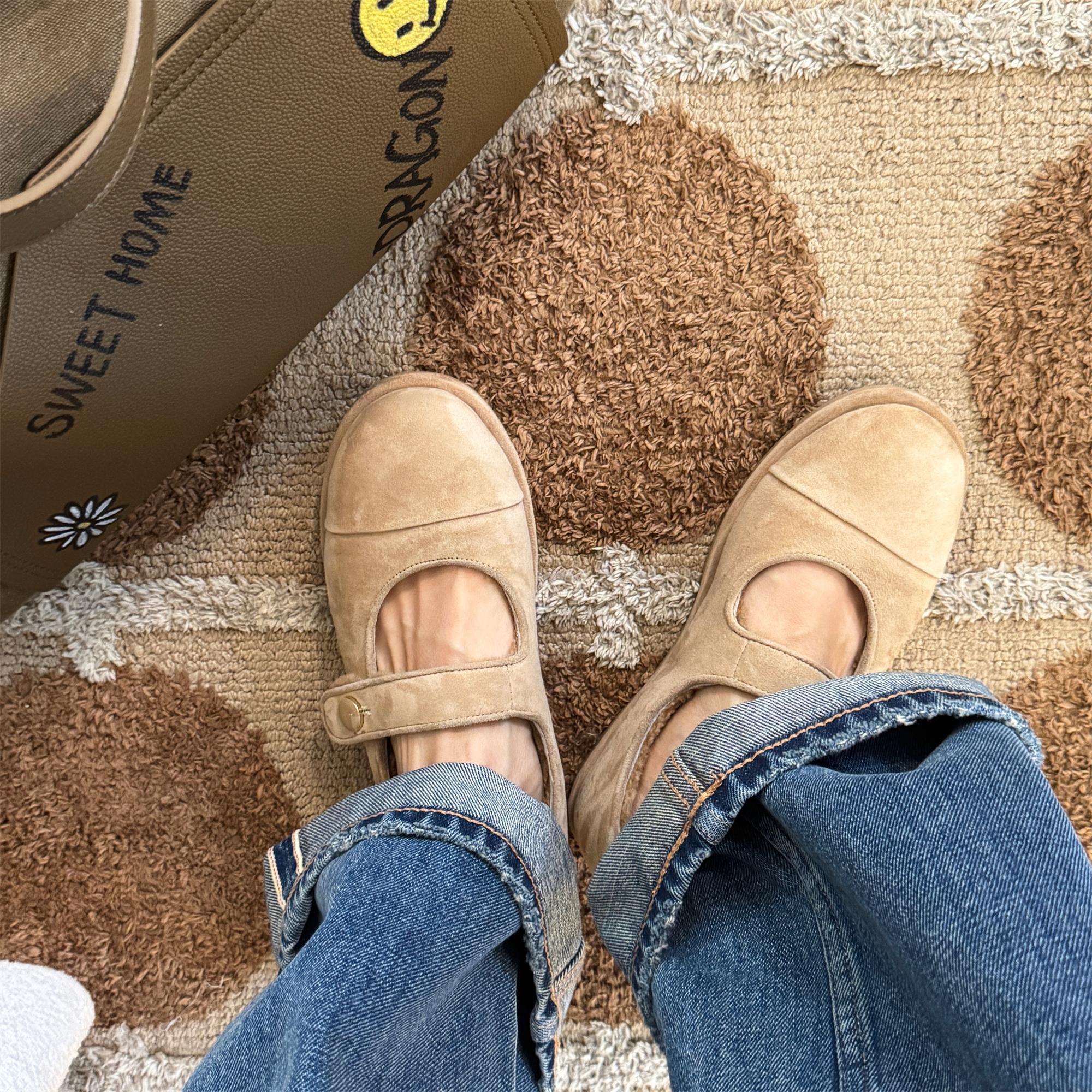 CZCAICAI2025年秋冬新款圆头小香风玛丽珍皮羊毛加绒单鞋女雪地靴