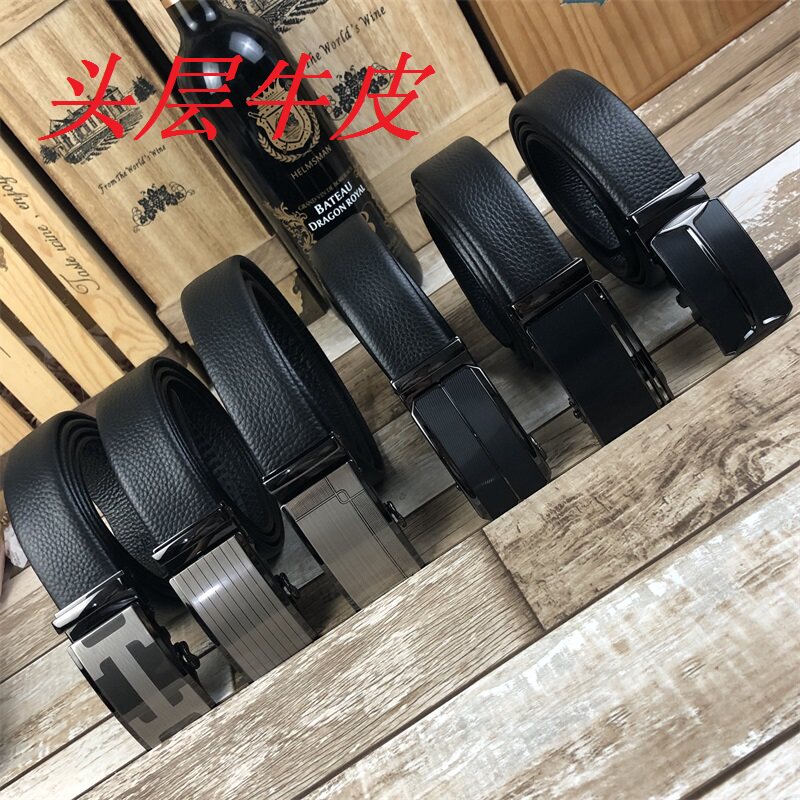外贸库存真皮男士真皮自动扣皮带清仓头层牛皮休闲百搭卡扣裤腰带