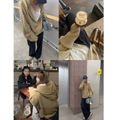 Tannin赤兔乳酪Bagel ski 慵懒感羊毛粗针织连帽毛衣外套女秋