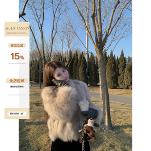 ski by Tannin赤兔 奶灰月光 vtg定染狐狸毛皮草短款外套冬季