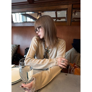 ski by Tannin赤兔东郊记忆】假两件雪纺下摆拼接宽松针织衫女秋