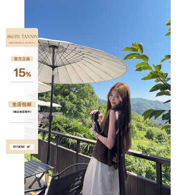 row风轻薄醋酸无袖飘带背心