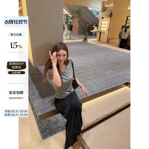 skibyTannin蕾丝拼接爽肤tee