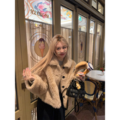 ski 大衣秋冬 羊羔毛外套宽松百搭休闲短款 Tannin赤兔黄油小熊