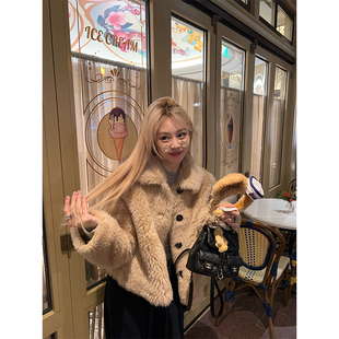 ski by Tannin赤兔黄油小熊*羊羔毛外套宽松百搭休闲短款大衣秋冬