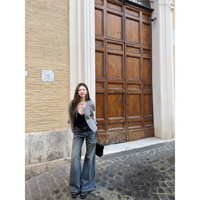 skibyTannin复古破洞牛仔裤