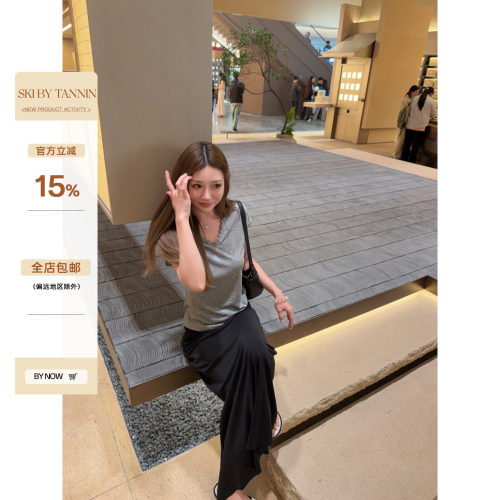 skibyTannin蕾丝拼接爽肤tee