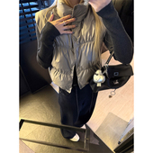 立领外套女冬季 ski 赤兔美式 90白鸭绒丝光羽绒马甲修身 Tannin