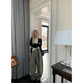 牛仔裤 ski 女 Gorpcore美式 复古高腰直筒休闲绿工装 Tannin赤兔