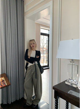 ski by Tannin赤兔 Gorpcore美式复古高腰直筒休闲绿工装牛仔裤女