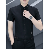 上衣 短袖 新款 夏季 潮流修身 男士 韩版 休闲衬衣男装 衬衫 显瘦百搭薄款