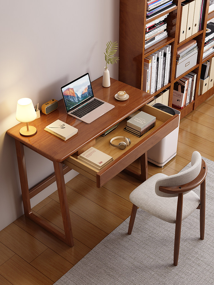 小户型实木窄书桌60cm小型单人电脑桌出租房省空间家用学习桌