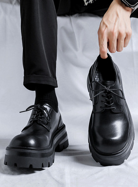2026年春季新款厚底韩版休闲黑色高级感男正装商务潮德比鞋8133-R