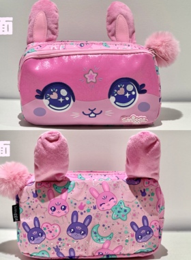 澳洲Smiggle笔袋粉色小兔子拉链帆布笔盒独角兽多功能收纳文具盒