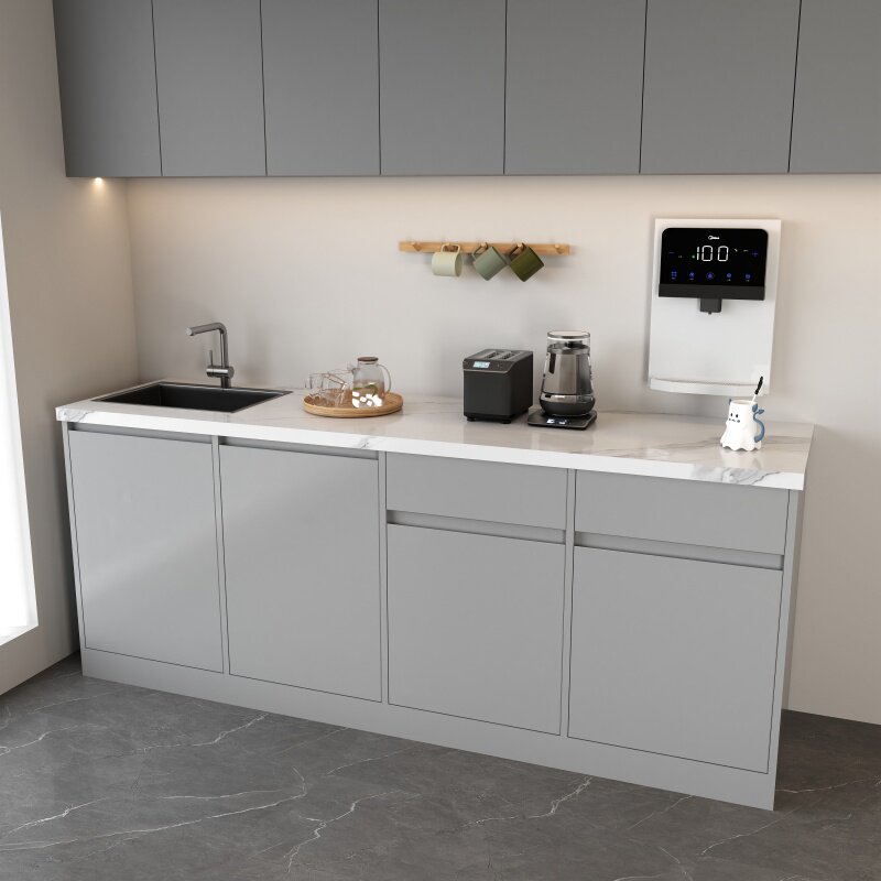 大理石水吧台商用茶水间岛台公司靠墙茶水吧咖啡料理台操作切洗台