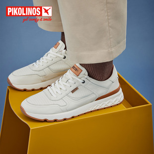 Pikolinos派高雁秋季牛皮深口平底系带纯色运动男鞋PL243102