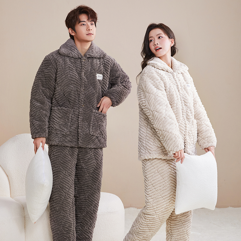 情侣同款熊熊绒睡衣冬男女通用