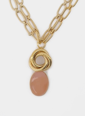 Destree Small Pink Elizabeth Medallion 镀金项链