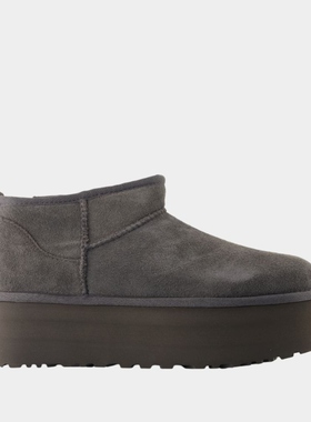 UGG;Classic Ultra Mini 女款皮质厚底踝靴厚底保暖时尚雪地靴