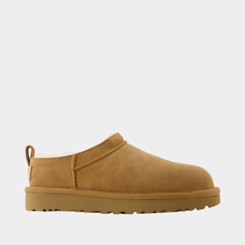 UGG Micro Classic 皮质女款经典雪地靴一脚蹬平底通勤短靴