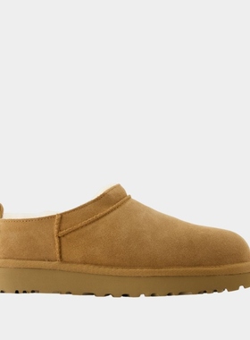 UGG Micro Classic 皮质女款经典雪地靴一脚蹬平底通勤短靴