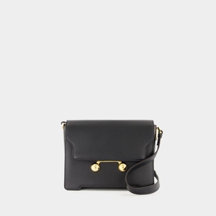 玛尼 Marni 黑色小牛皮中号手提包单肩包 粉丝专享