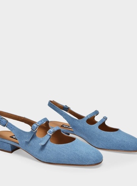 【粉丝专享】Carel Peche 漆面牛皮/牛仔面露跟玛丽珍鞋2023春季