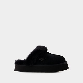 UGG W Disquette 黑色皮质凉鞋