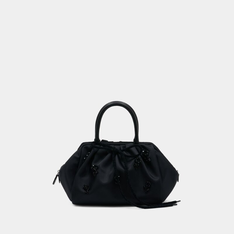 Simone Rocha 褶皱手提包,饰有刺绣 - 合成材质 - 黑色