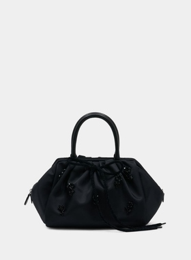 Simone Rocha 褶皱手提包，饰有刺绣 - 合成材质 - 黑色